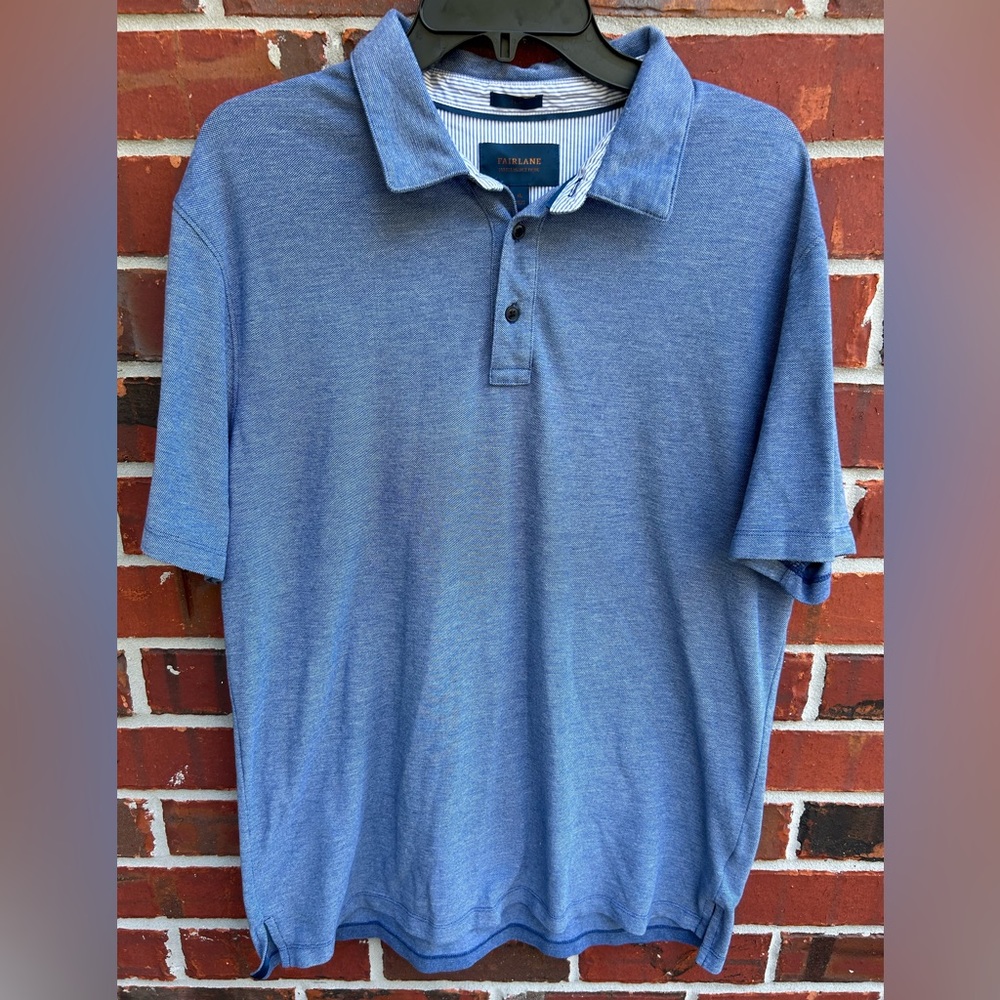 Fairlane Slim Mens Short Sleeve Light Blue XL Golf Polo